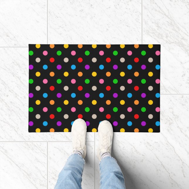 Black Colourful Rainbow Polka Dots Design  Doormat (Indoor)