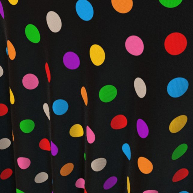 Black Colourful Rainbow Polka Dots Design  Fabric (Creator Uploaded)