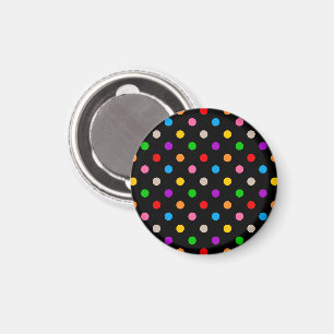 Black Colourful Rainbow Polka Dots Design  Magnet