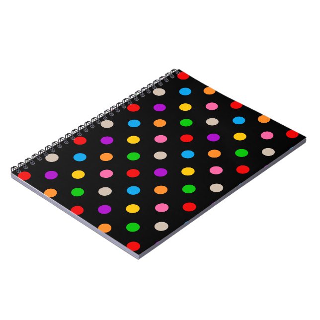 Black Colourful Rainbow Polka Dots Design  Notebook (Left Side)