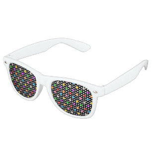 Black Colourful Rainbow Polka Dots Design  Retro Sunglasses