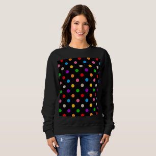 Black Colourful Rainbow Polka Dots Design  Sweatshirt