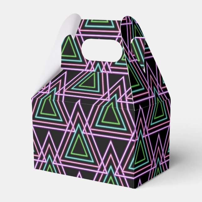 Black Colourful Retro 80's Neon Geometric Triangle Favour Box (Front Side)