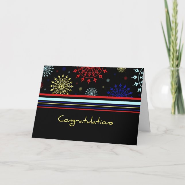 Black & Colourful Stripes Employee Anniversary Car Thank You Card (Front)