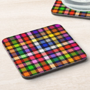 Black Colourful Twill Plaid Tartan Design Coaster