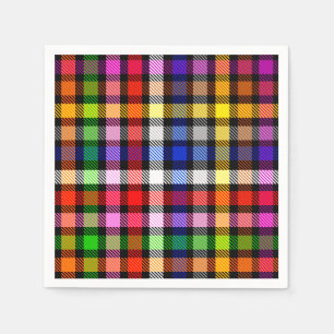 Black Colourful Twill Plaid Tartan Design  Napkin