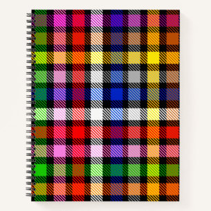 Black Colourful Twill Plaid Tartan Design  Notebook