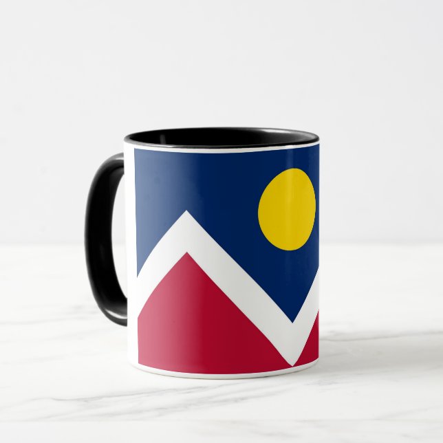 Black Combo Mug with flag of Denver, USA (Front Left)