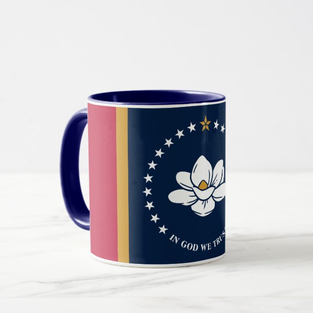 Black Combo Mug with flag of Mississippi, USA (Front Left)