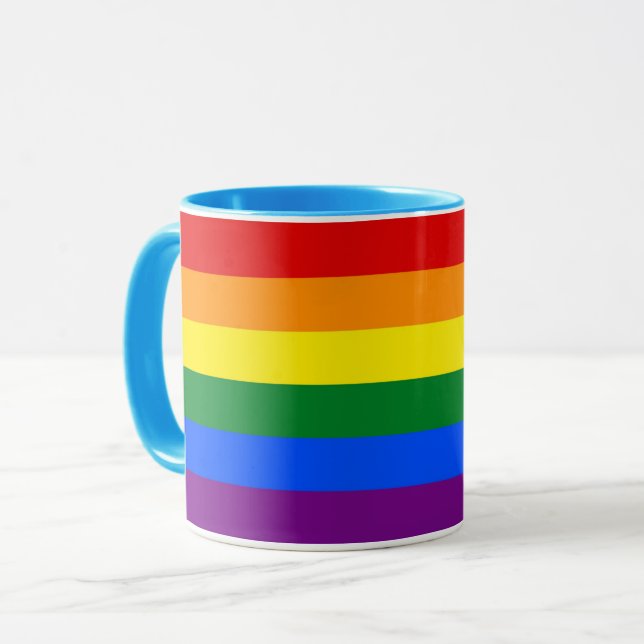 Black Combo Mug with Rainbow Pride flag of LGBT (Front Left)