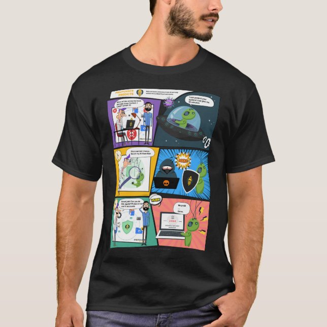 Black Comics Greenie AI Protector Man T-Shirt (Front)