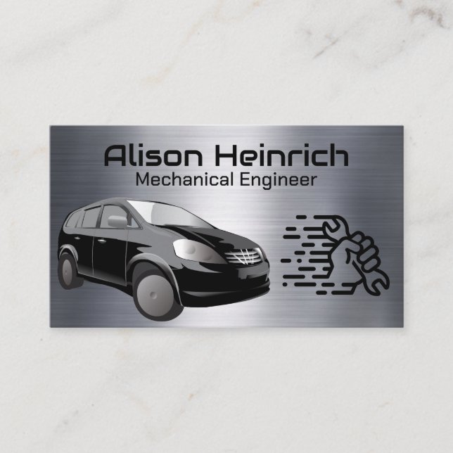Black Compact Car | Auto Mechanic Logo Business Card (Front)