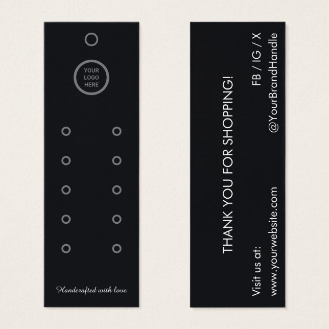 Black Compact Multi-Row Earring Displang Hang Card (Front & Back)