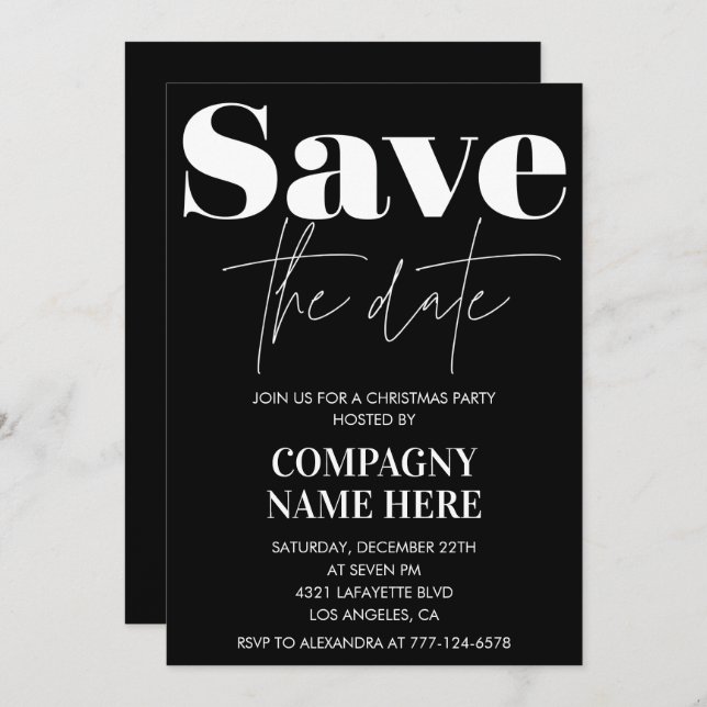 Black Company Christmas invitations Save the date (Front/Back)