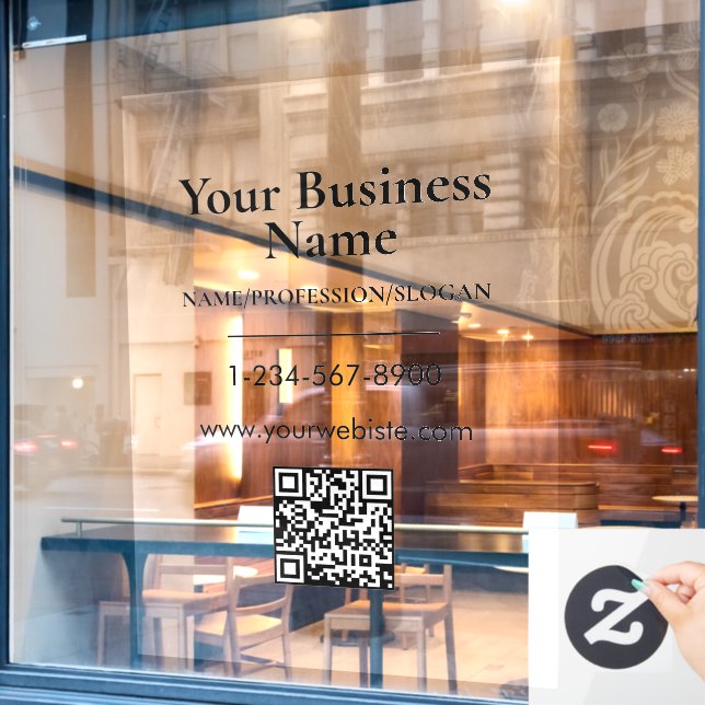 Black Company Name Storefront QR Code Contact Info (Cafe Window)