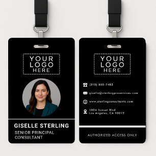 Black Company Photo ID Logo Name Tag Custom  Badge