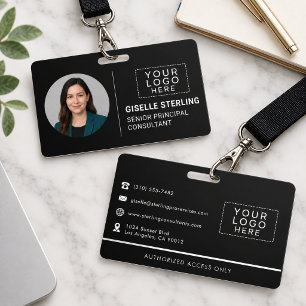 Black Company Photo ID Logo Name Tag Custom  Badge