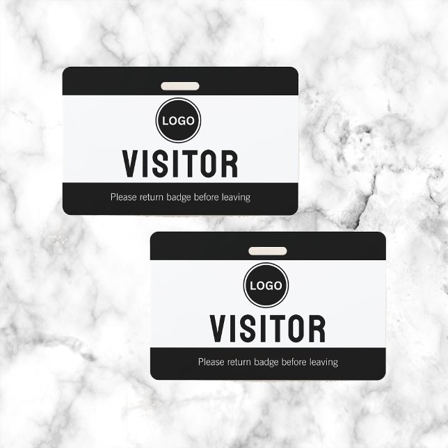 Black Company Visitor Logo Modern ID Badge (Creator Uploaded)