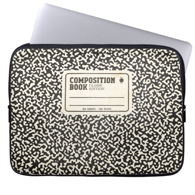 Black Composition Notebook Laptop Sleeve (Front)