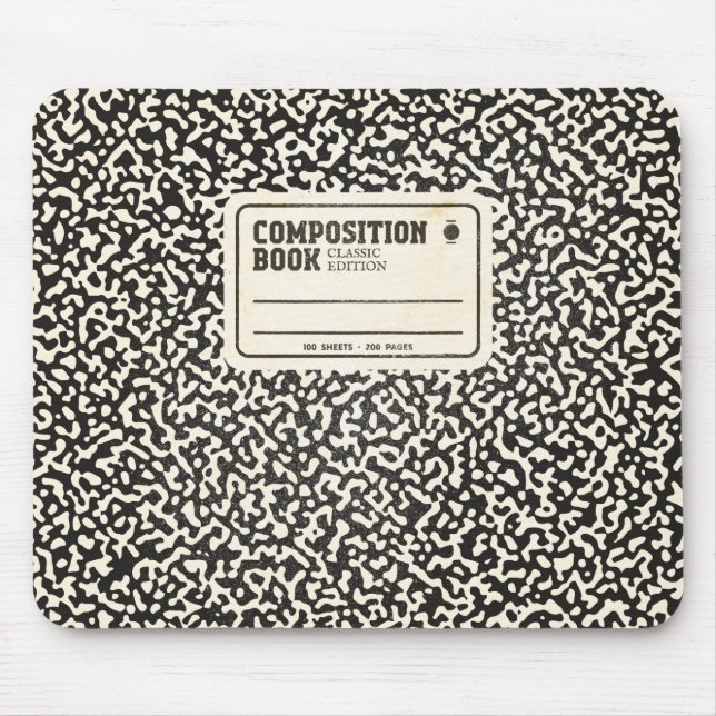 Black Composition Notebook with Label Mouse Pad (Front)