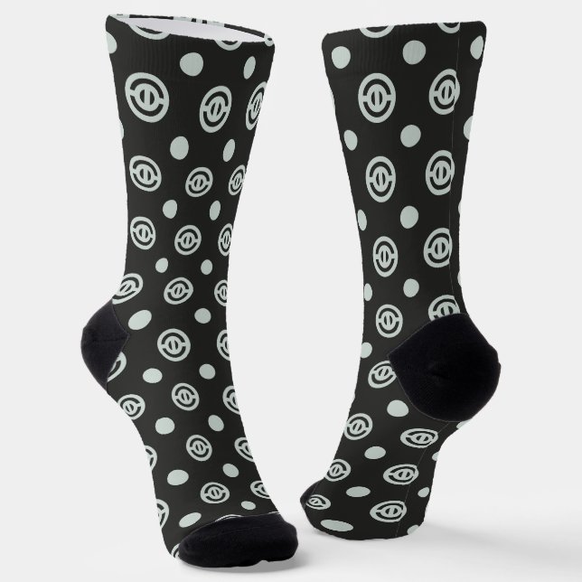 Black Concentric Circles Seamless Pattern Socks (Angled)