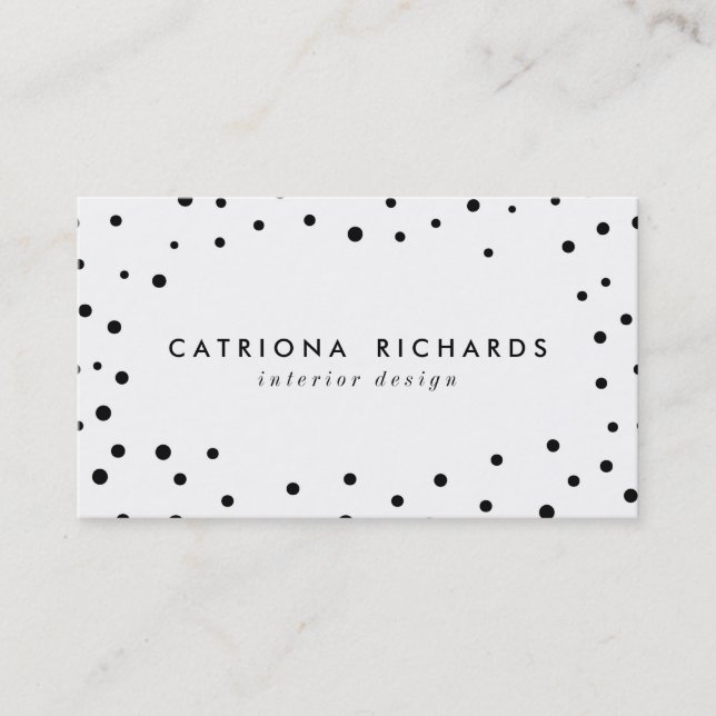Black Confetti Dots Modern Business Card (Front)