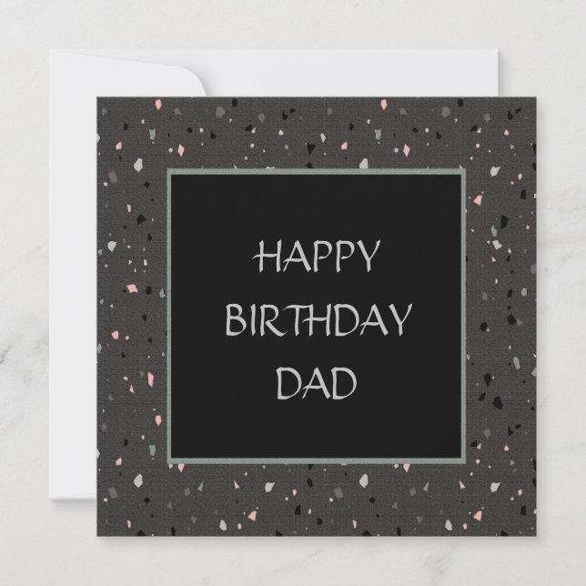 black confetti fun happy birthday dad card (Front)