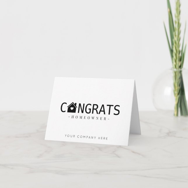 Black Congrats New Homeowner Real Estate  Card (Front)