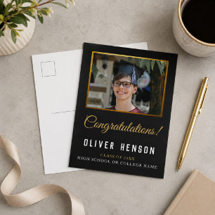 Black Congratulations Graduate Photo Graduation Postcard