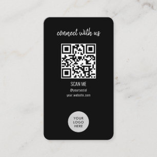 Black Connect With Us QR Code Business Card