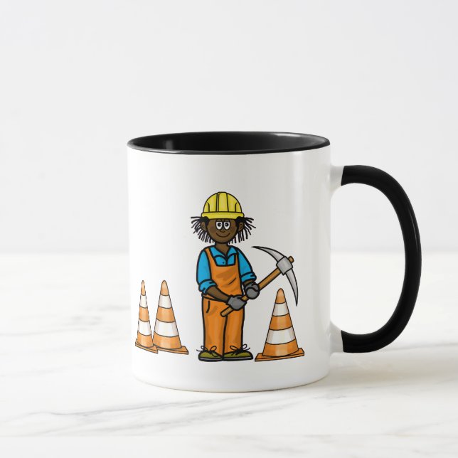 Black Construction Worker Name Mug (Right)