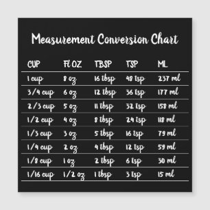 Black Cooking Baking Conversion Measure bMagnet
