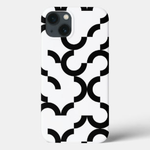 Black, cool, trendy, modern, urban circular art iPhone 13 case