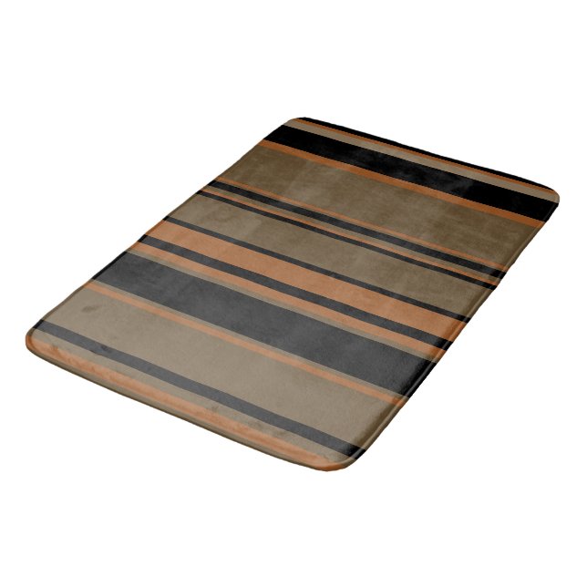 Black Copper and Clay Stripes  Bath Mat (Angled)
