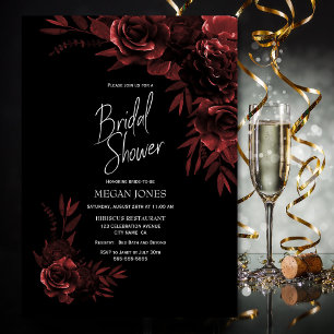 Black Copper Floral Bridal Shower Invitation