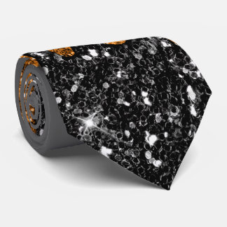 Black & Copper Glitter Necktie
