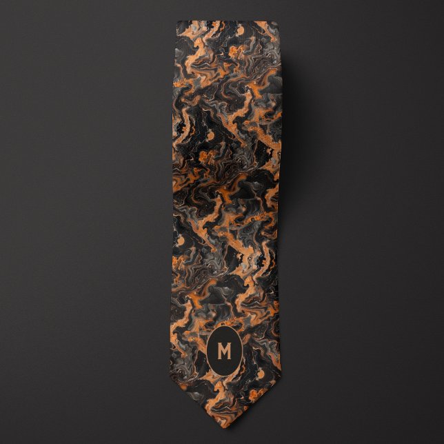 Black & Copper Marbled Monogram Tie (Creator Uploaded)