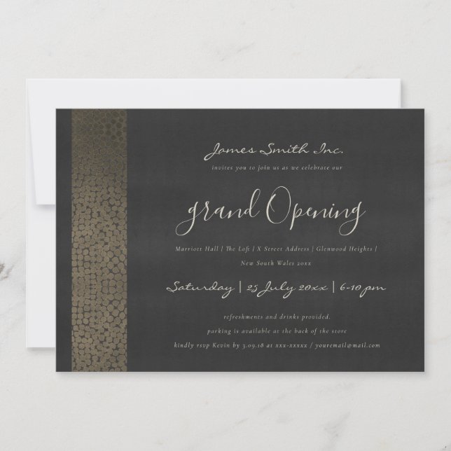 BLACK COPPER MOSAIC DOTS GRAND OPENING CEREMONY INVITATION (Front)