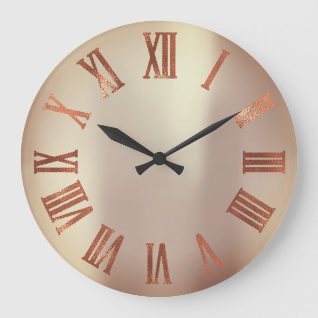 Black Copper Rose Gold Roman Metallic Urban Large Clock (Front)