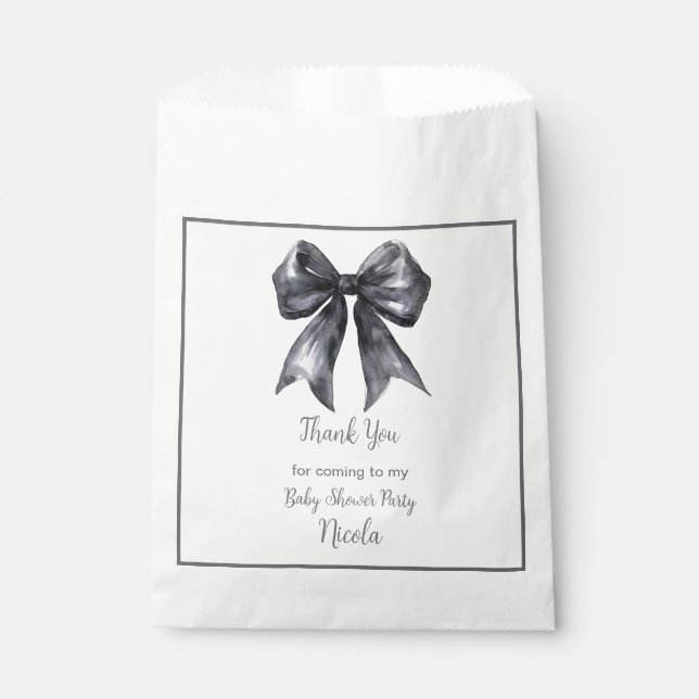 Black Coquette Bow Baby Shower Favour Bags (Front)
