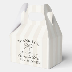 Black Coquette Bow Beige Baby Shower Dessert Favour Box