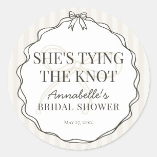 Black Coquette Bow Beige Bridal Shower Invite Seal