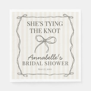Black Coquette Bow Beige Bridal Shower Table Decor Napkin