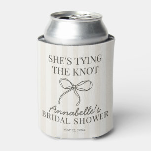 Black Coquette Bow Beige Knot Bridal Shower Favor Can Cooler