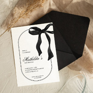 Black Coquette Bow Birthday Invitation