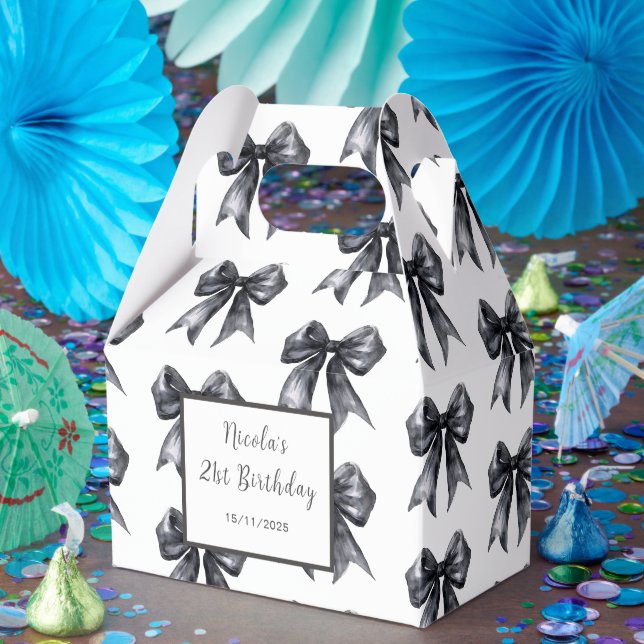 Black Coquette Bow Birthday Party Favour Box (Party)