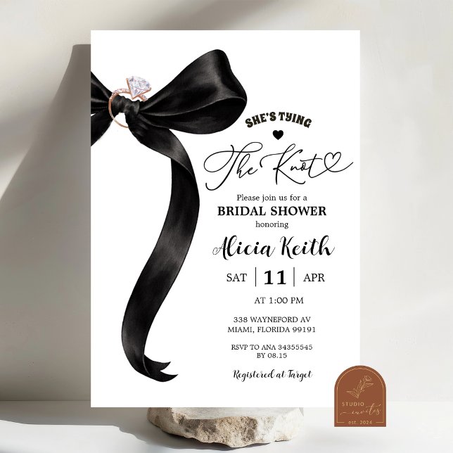 Black Coquette Bow Bridal Shower Invitation (Creator Uploaded)