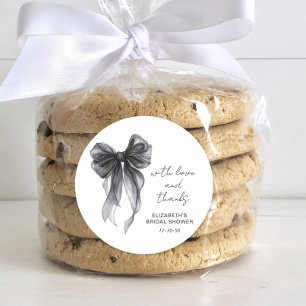 Black Coquette Bow Bridal Shower Thank You Classic Round Sticker