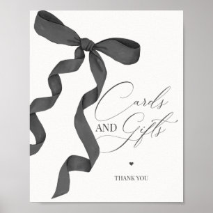 Black Coquette Bow Cards and Gifts Party Sign