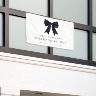 Black Coquette Bow Congrats to Grad Graduation Banner